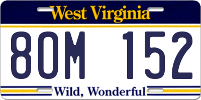 WV license plate 8OM152