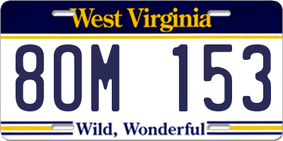 WV license plate 8OM153
