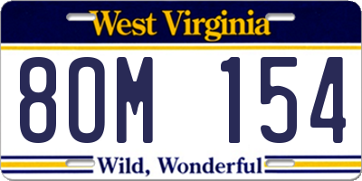 WV license plate 8OM154