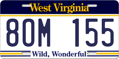 WV license plate 8OM155