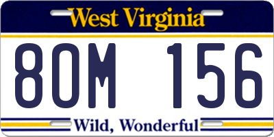 WV license plate 8OM156