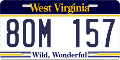 WV license plate 8OM157