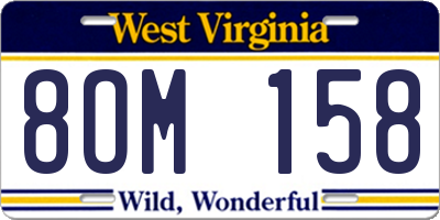 WV license plate 8OM158