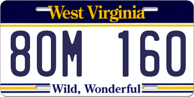WV license plate 8OM160