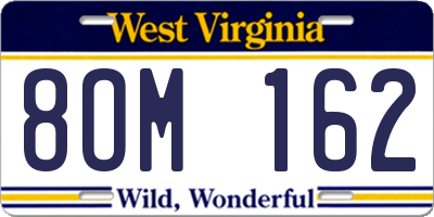 WV license plate 8OM162