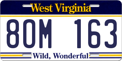 WV license plate 8OM163