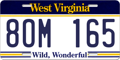 WV license plate 8OM165