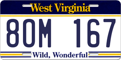 WV license plate 8OM167