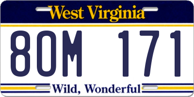WV license plate 8OM171