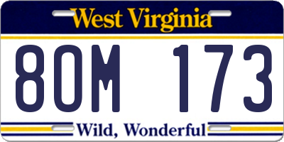 WV license plate 8OM173