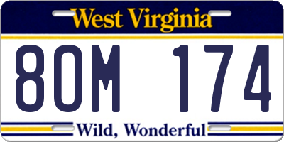 WV license plate 8OM174