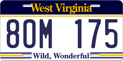 WV license plate 8OM175