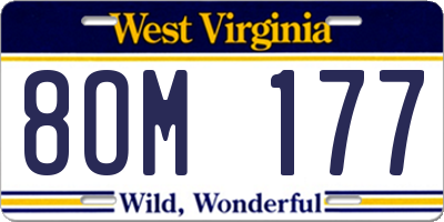 WV license plate 8OM177