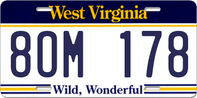 WV license plate 8OM178