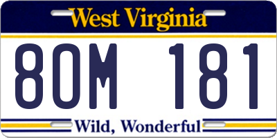 WV license plate 8OM181
