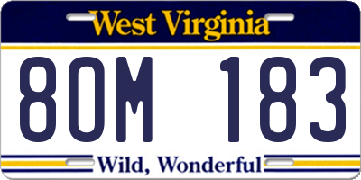 WV license plate 8OM183
