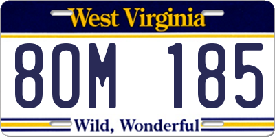 WV license plate 8OM185