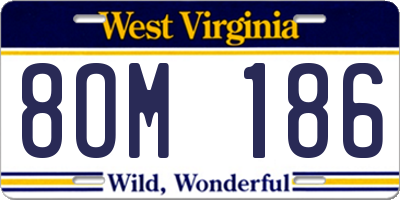WV license plate 8OM186