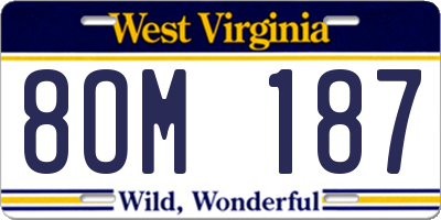 WV license plate 8OM187
