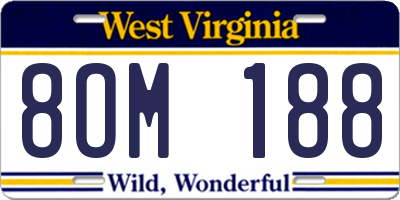 WV license plate 8OM188