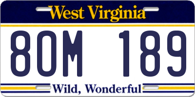 WV license plate 8OM189