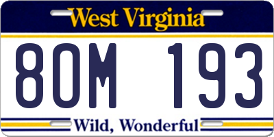 WV license plate 8OM193