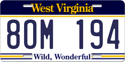 WV license plate 8OM194