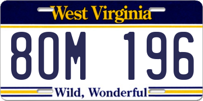 WV license plate 8OM196