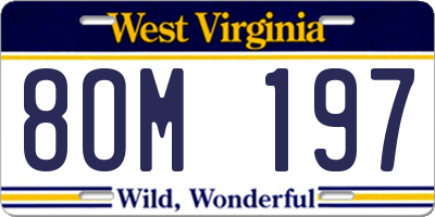 WV license plate 8OM197