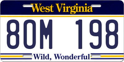 WV license plate 8OM198
