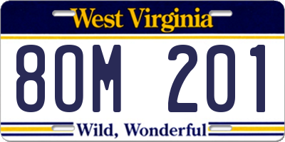 WV license plate 8OM201