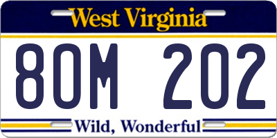 WV license plate 8OM202