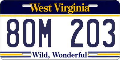 WV license plate 8OM203