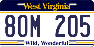 WV license plate 8OM205