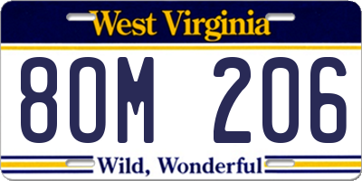 WV license plate 8OM206