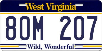 WV license plate 8OM207
