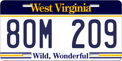 WV license plate 8OM209