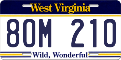 WV license plate 8OM210