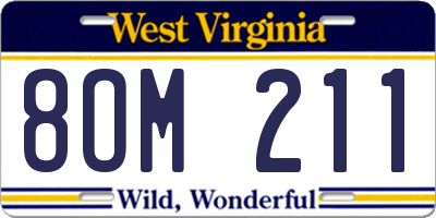 WV license plate 8OM211