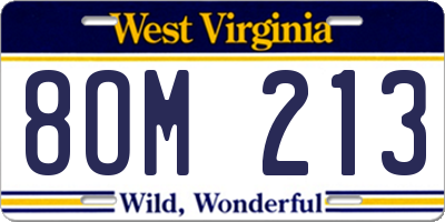 WV license plate 8OM213