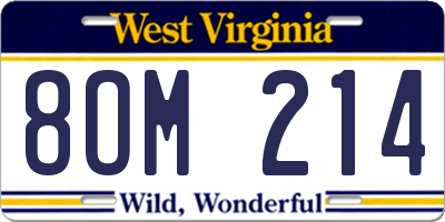 WV license plate 8OM214