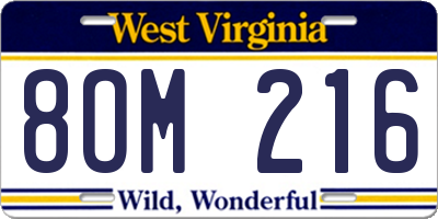 WV license plate 8OM216