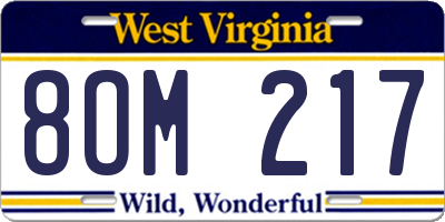 WV license plate 8OM217