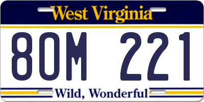 WV license plate 8OM221
