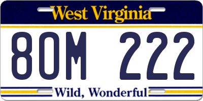WV license plate 8OM222
