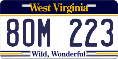 WV license plate 8OM223