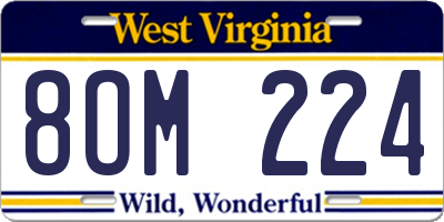 WV license plate 8OM224