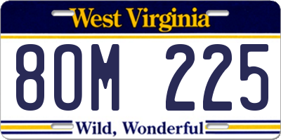 WV license plate 8OM225