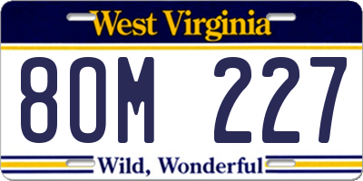 WV license plate 8OM227