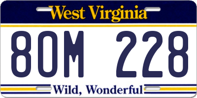 WV license plate 8OM228